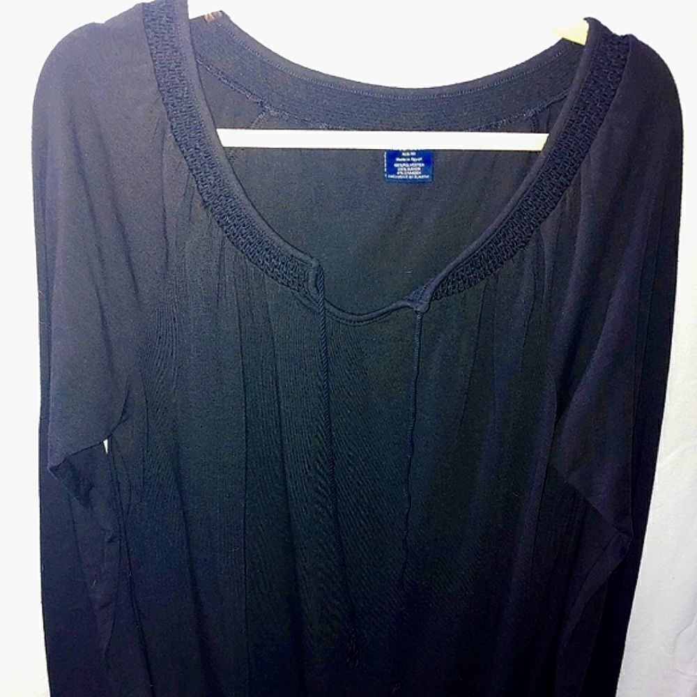 Faded Glory VINTAGE Women's Size M (8-10) Black Boho Tunic Top